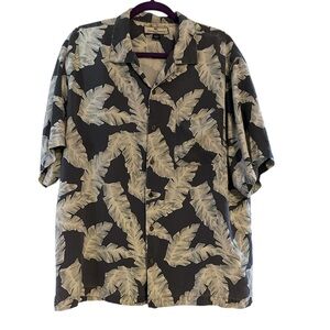 Tommy Bahama Silk Camp Shirt Men’s Large Tropical Leaf Print Hawaiian Button Up